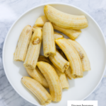 In this photo, you can see a bowl of frozen bananas for an acai bowl