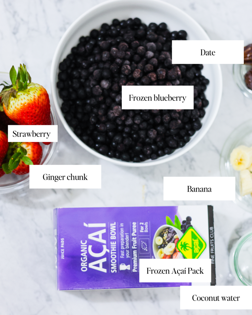 In this photo, you can see the ingredients for an açai bowl