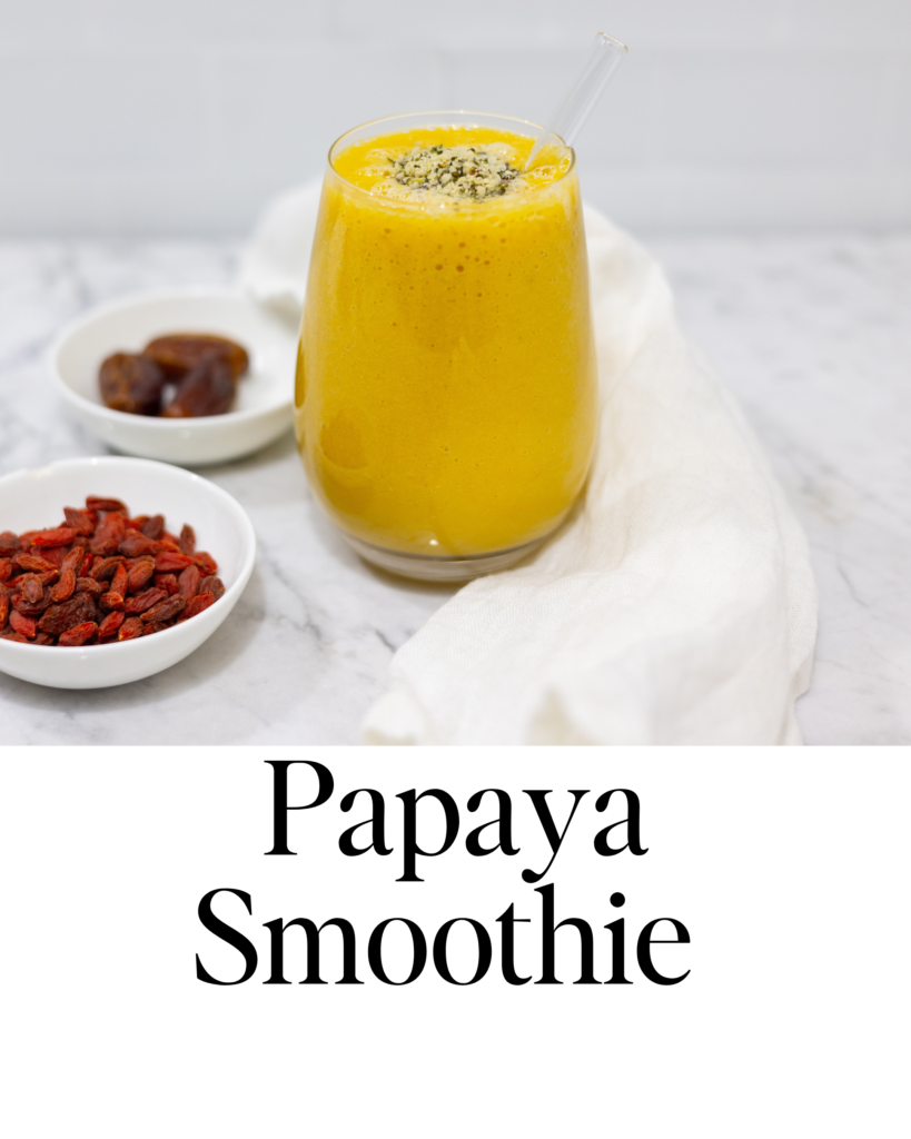 In this picture you can see a Papaya Smoothie