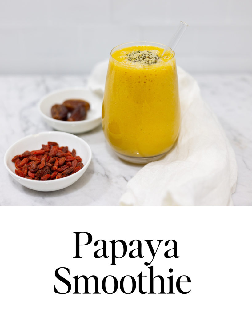 In this picture you can see a Papaya Smoothie