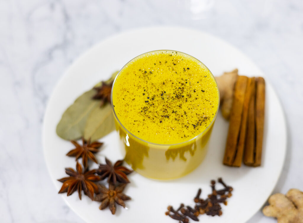 In this picture you can see Turmeric Milk Ayurveda