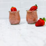 In this picture you can see two Strawberry Chia Puddings