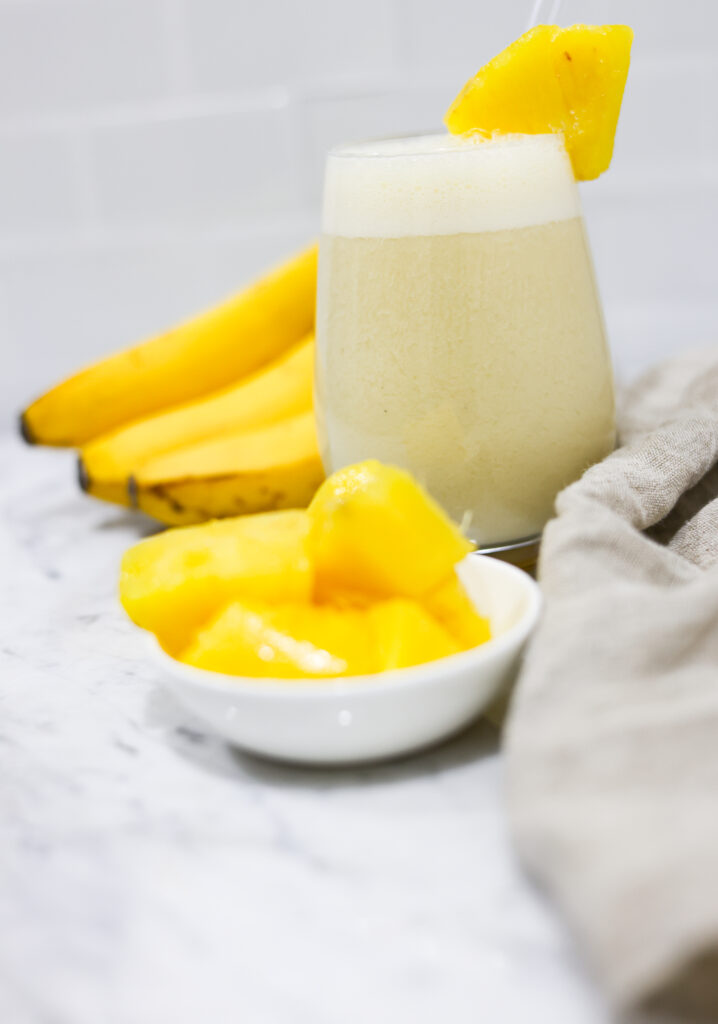 Banana Pineapple Smoothie This Banana Pineapple Smoothie is a refreshing and healthy drink to start your day. Look no further than a banana, pineapple smoothie! This delicious smoothie is packed with nutrients and is the perfect way to kick-start your morning routine. You can find the recipe on my website: https://thefiercelifestyle.com/banana-pineapple-smoothie/