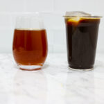 In this picture you can see a Cold-Brewed Coffee vs. Iced Coffee