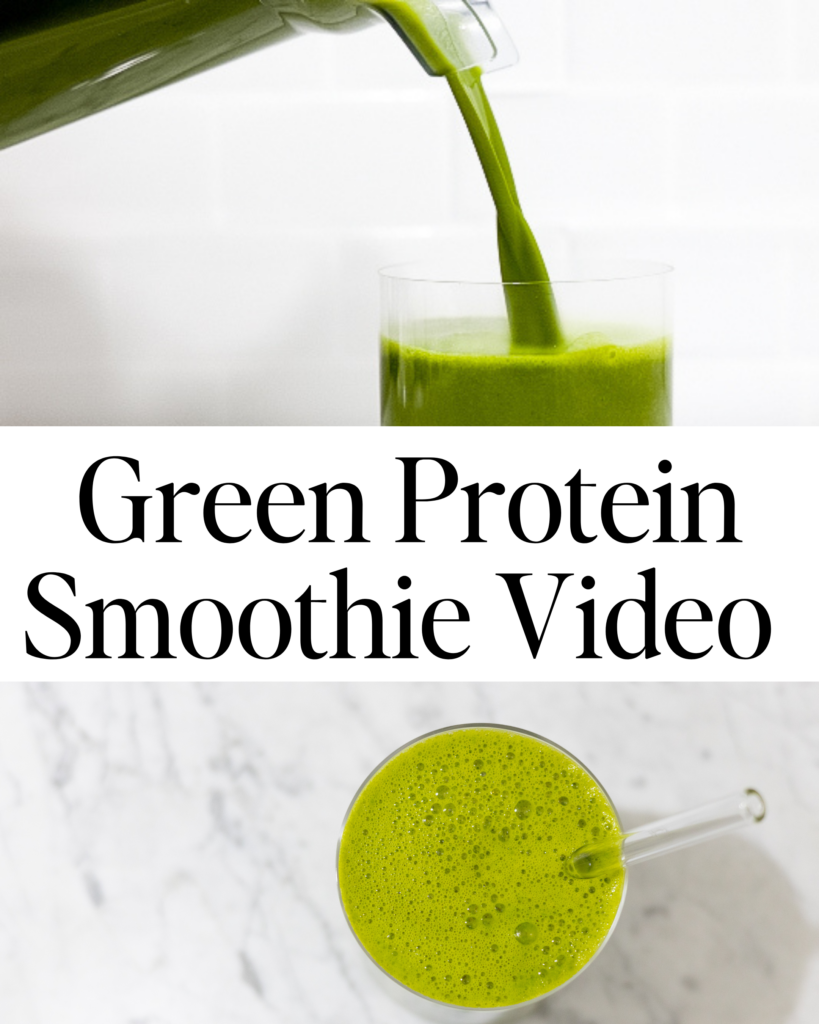 In this picture you can see a Green Protein Smoothie