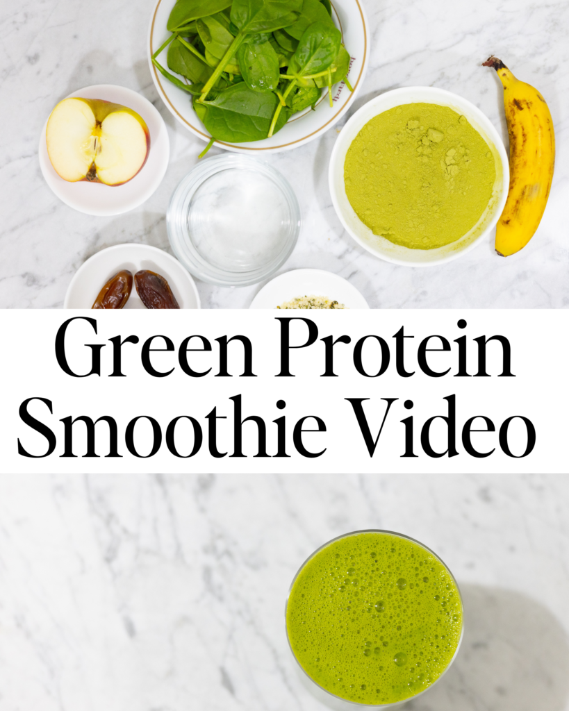 In this picture you can see a Green Protein Smoothie