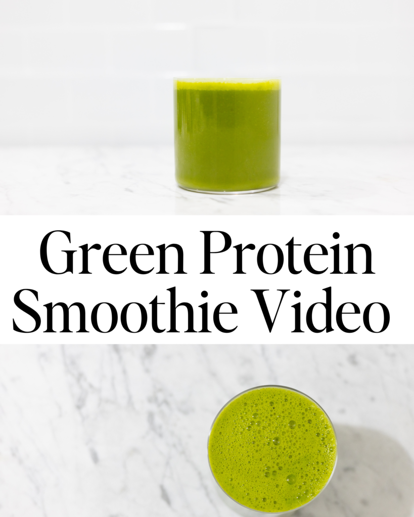 In this picture you can see a Green Protein Smoothie