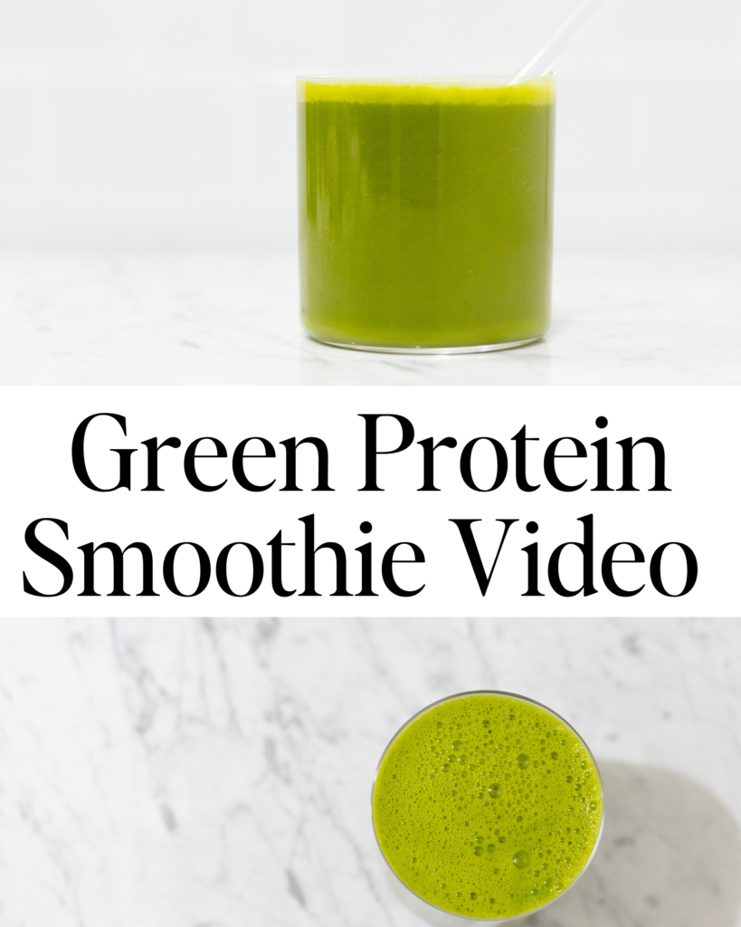 In this picture you can see a Green Protein Smoothie