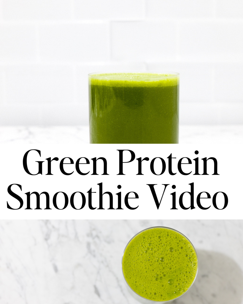 In this picture you can see a Green Protein Smoothie