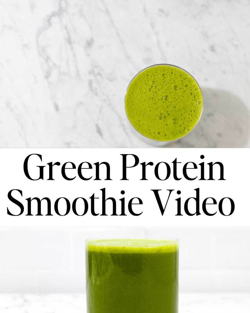 In this picture you can see a Green Protein Smoothie