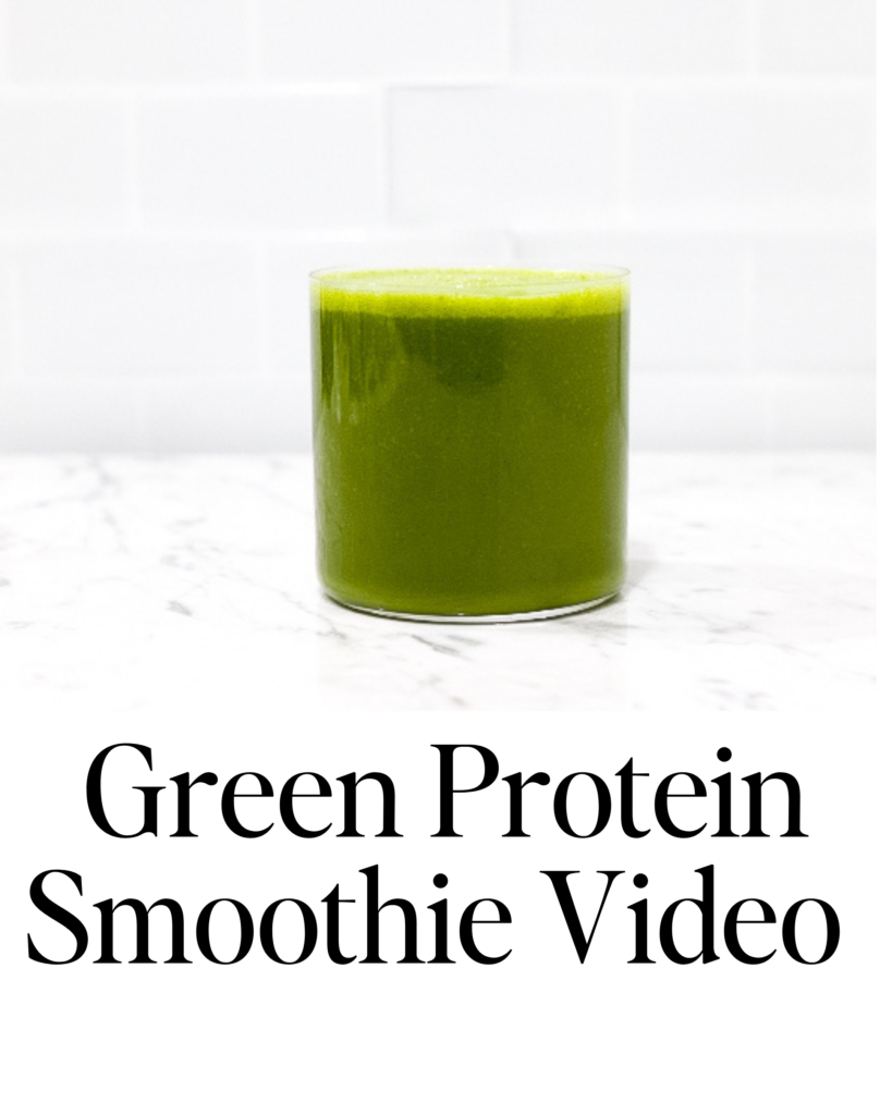 In this picture you can see a Green Protein Smoothie