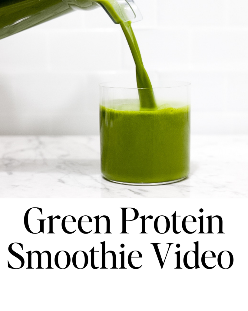 In this picture you can see a Green Protein Smoothie