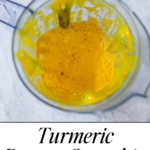 In this picture you can see a Turmeric Papaya Smoothie