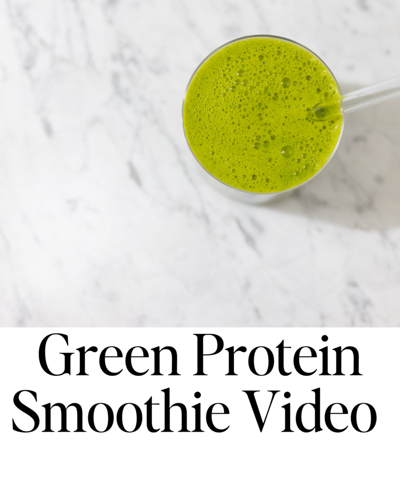 In this picture you can see a Green Protein Smoothie