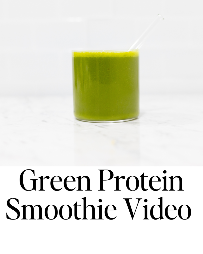 In this picture you can see a Green Protein Smoothie