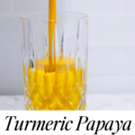 In this picture you can see a Turmeric Papaya Smoothie