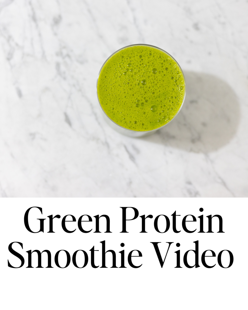 In this picture you can see a Green Protein Smoothie