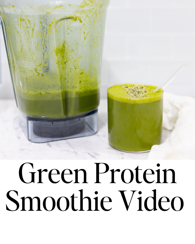 In this picture you can see a Green Protein Smoothie