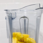 In this picture you can see the diced pineapple spears in the Vitamix container